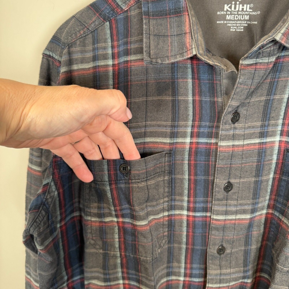 Kuhl Fugitive Flannel Shirt Mens Size Medium Cotton Plaid Long Sleeve Button Up - Picture 4 of 12